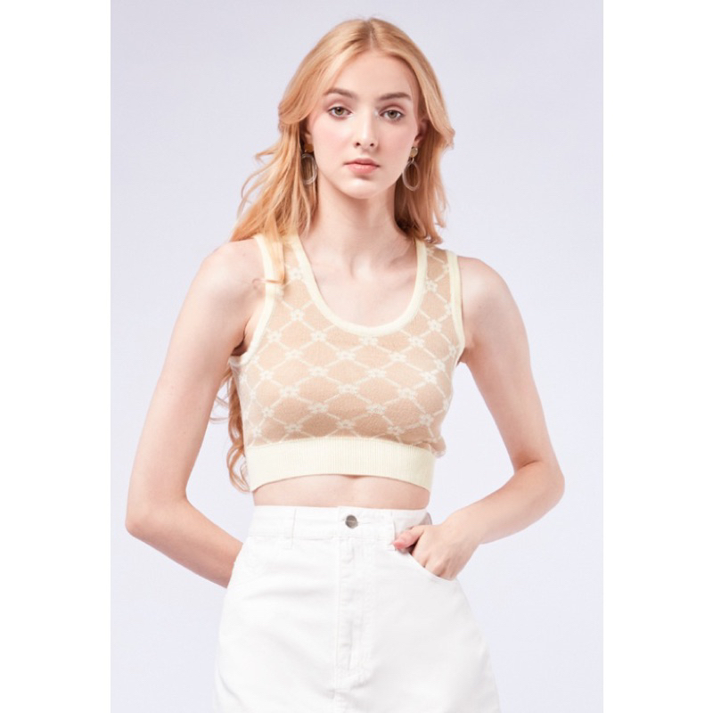 𝙉𝙀𝙒 Colorbox Abstract Knit Crop Tank Top Sleeveless Blouse Rajut Fashion Wanita