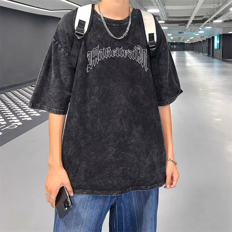 RDGF official shop kemeja leher bulat kaos murah kaos cotton  washed tshirt Kaos pria kaos t shirt oversizekaos hitam oversize PRIA &amp; WANITA (UNISEX)