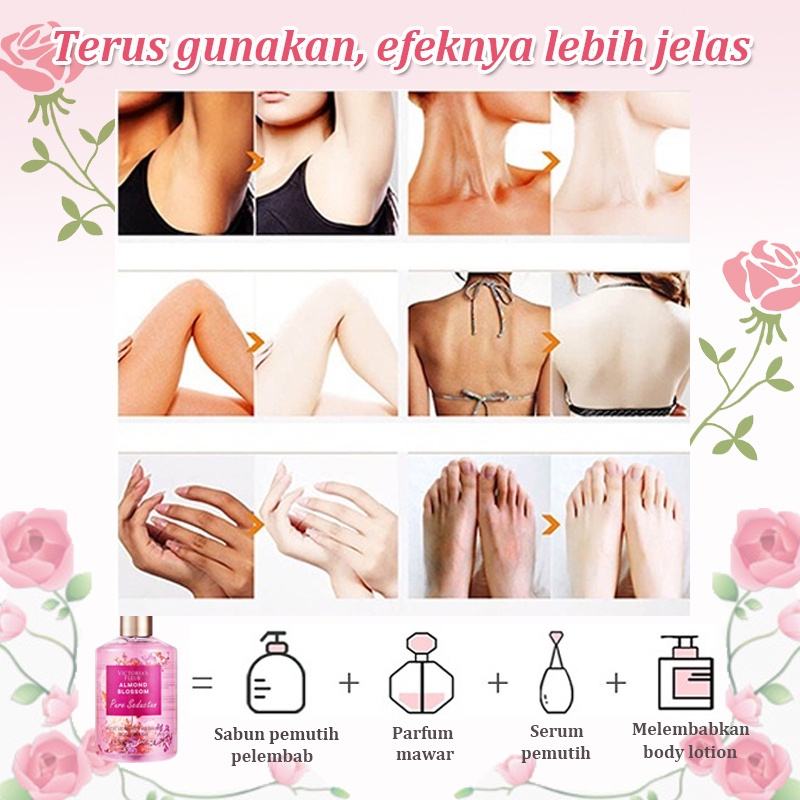 Sabun mandi cair sabun pemutih badan Lotion pemutih badan 300ML Melembabkan kulit Wewangian tahan lama Merawat kulit yang sehat