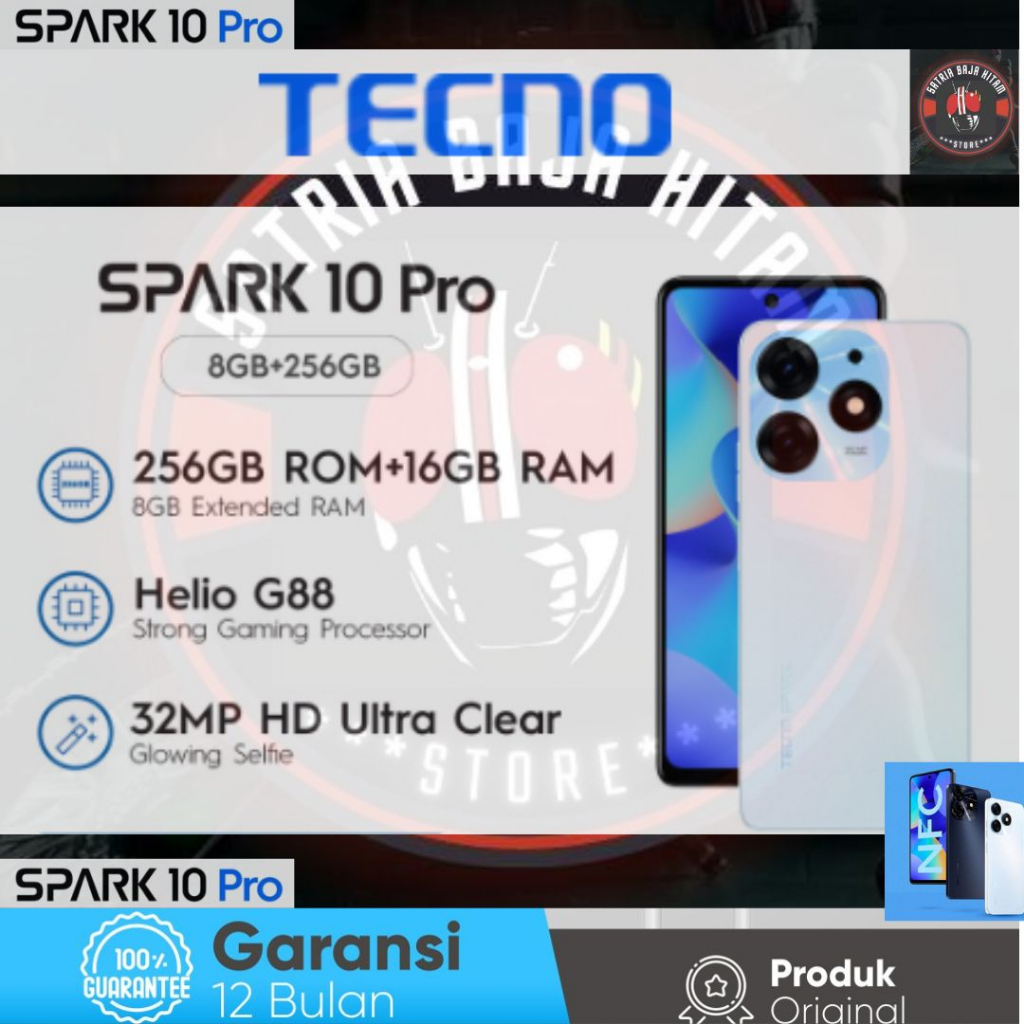 TECNO SPARK 10 PRO NFC 8/128GB-8/256GB-GARANSI RESMI