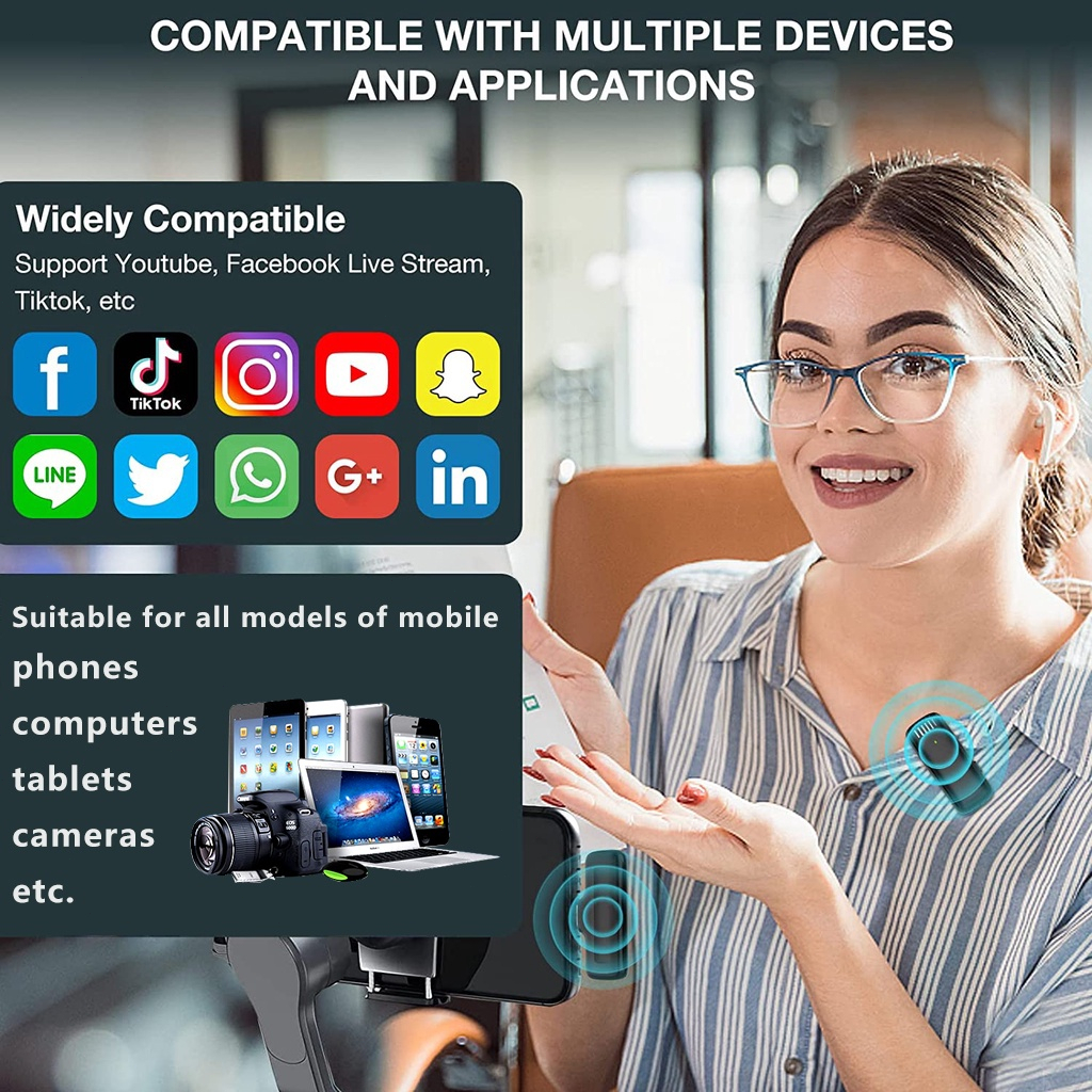 【COD】Mikrofon Lavalier Nirkabel Wireless Dual Lavalier Microphone Plug &amp; Play Lapel Mic with Charging Case Mikrofon for TikTok YouTube Facebook Live Stream Vlog