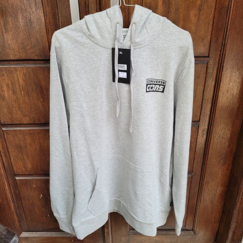 Converse Mens Cons Pull Over Hoodie Original Grey Jaket Pria Jacket Kupluk Katun Halus Lembut Hoodie