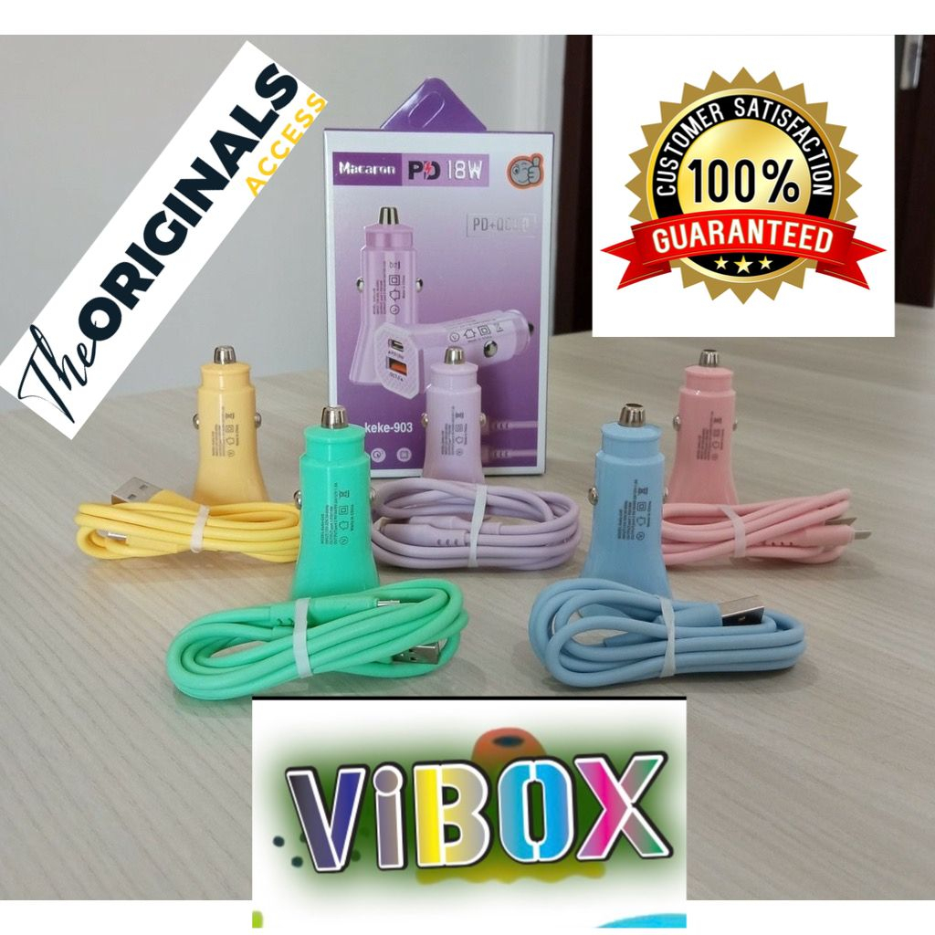 VIBOX CHARGER MOBIL KEKE 903/C46 CAR SAVER MACARON CAR FAST CHARGER PD 18W QC3.0 CAR POWER CHARGING MOBIL PROMO SEN