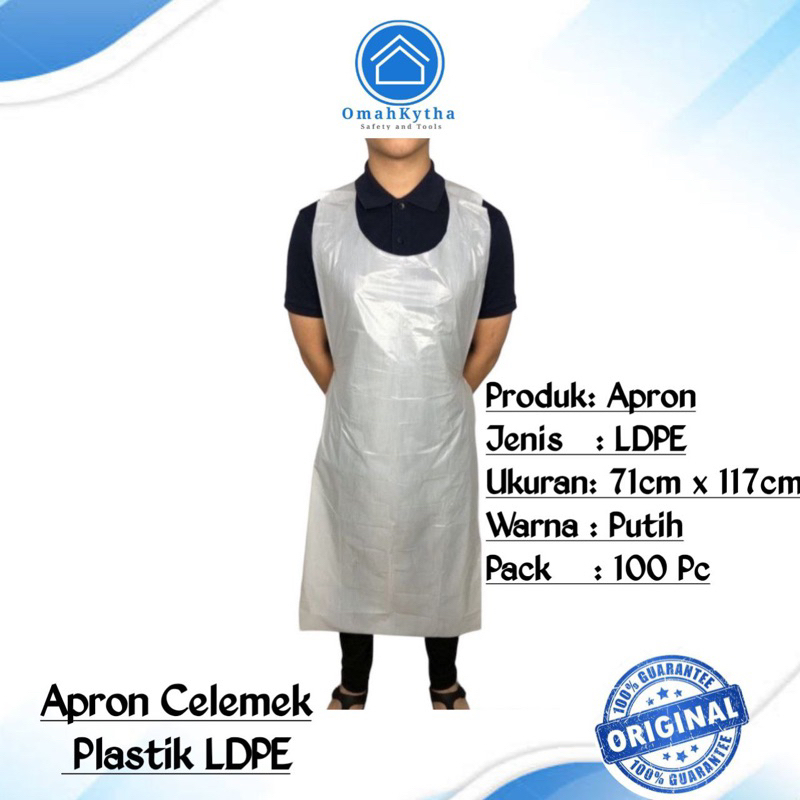 Apron Plastik LDPE / Apron Medis APD Disposable Sekali Pakai