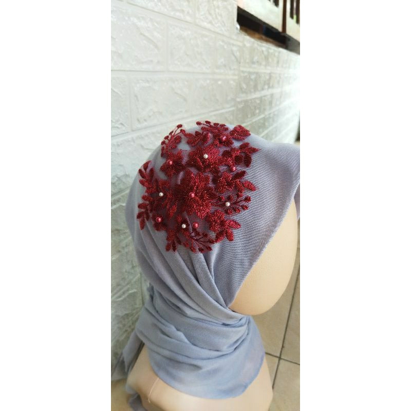 (COD)HEADPIECE BUNGGA BORDIR /headpiece hijab/headpiece wisuda