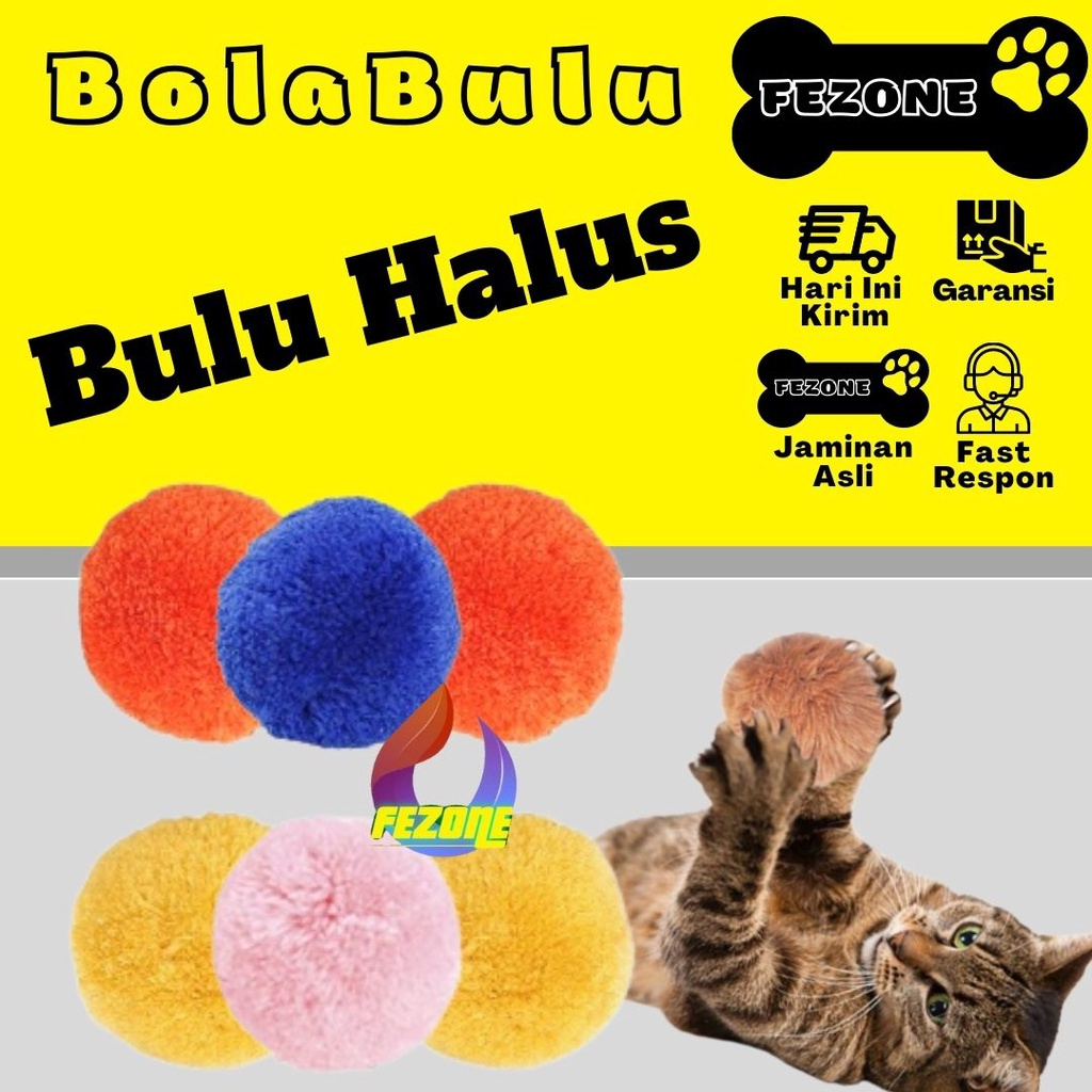 Pompom Bola Kucing Aneka Warna Mainan Interaktif FEZONE