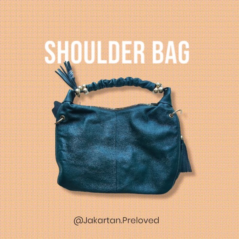 Preloved Tas Wanita Kulit Asli Hijau Emerald