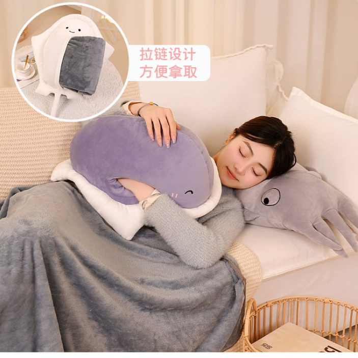 Bantal Selimut Boneka Ikan Pari Manta 3in1 Bahan Plush