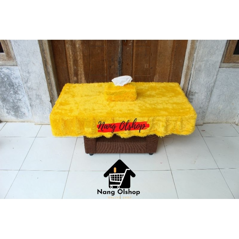 COD Taplak Meja Ruang Tamu Rumbai Murah/ Taplak Meja Tamu Model Rumbai Uk100x50xRumbai 20cm / Taplak Meja Rumbai Ruang Tamu Murah Bulu Rasfur Lembut