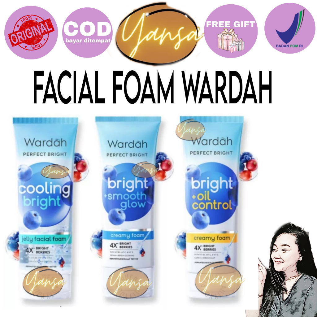 Wardah Perfect Bright Cooling Bright Jelly Facial Foam smoot glow oil control Creamy Foam