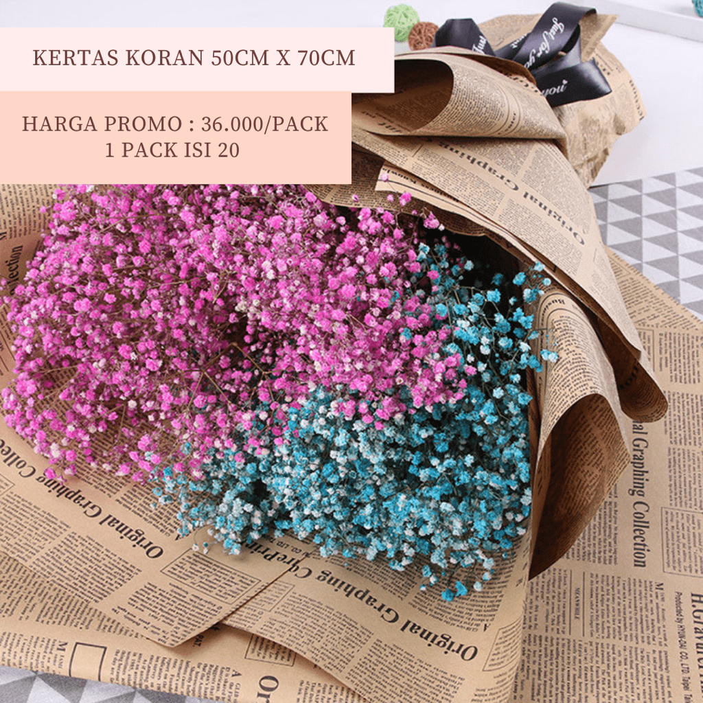 [50CM X 70CM] KERTAS COKLAT TULISAN KORAN TIDAK TAHAN AIR KERTAS SEPERTI KORAN BUNGKUS KADO NEWSPAPER HAND BOUQUET WRAP WRAPPING GAYA KOREA STYLE DIY