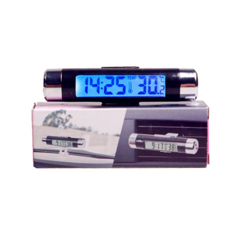 JAM DIGITAL Dan TERMOMETER SUHU DASHBOARD MOBIL JAM MOBIL MINI 2IN1