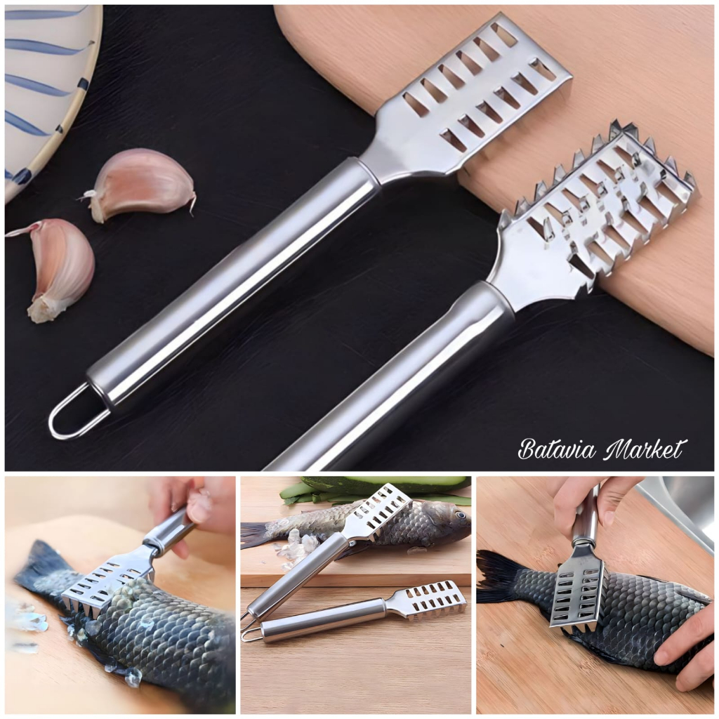 Alat Pembersih Sisik Ikan Stainless Steel Anti Karat / Serutan Pengupas Penghilang Kulit / Fish Scale Skin Remover Scraper / Peeler Serut Kupas Sisik Tebal / Kerokan Kerikan