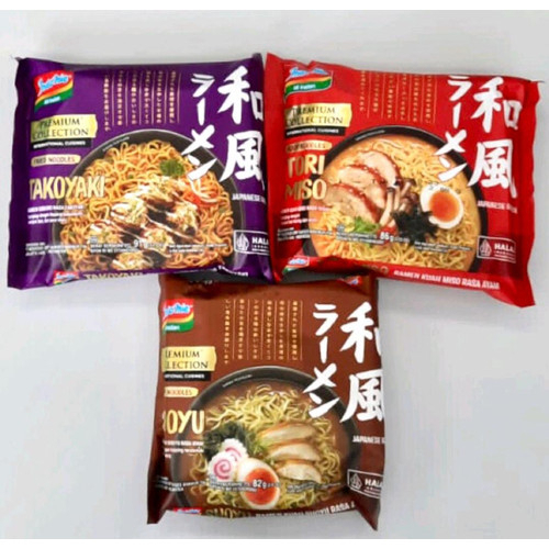 

Indomie Ramen Premium Collection Tori kara, tori miso, takoyaki, shoyu