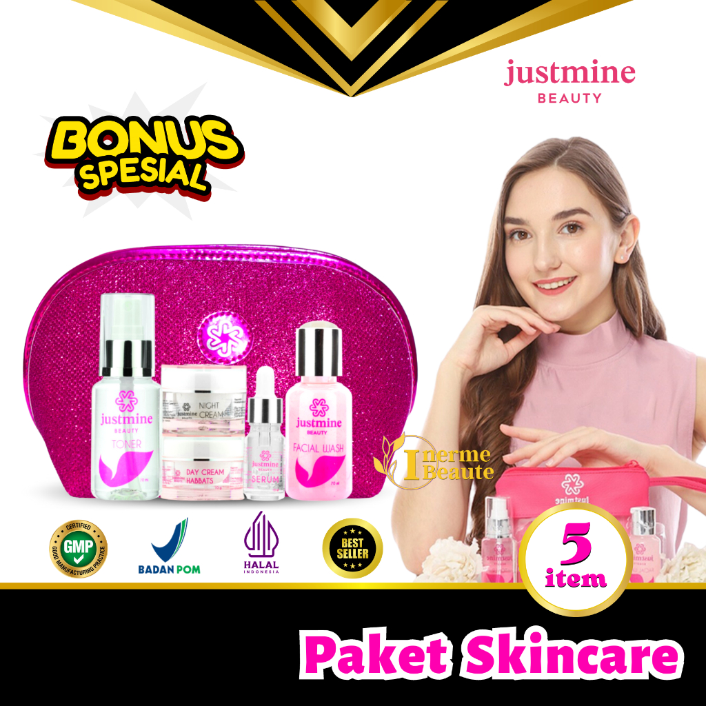 Justmine Beauty Skincare Bpom Paket Night Glow Acne Jelly Acne More dan Remove Spot - Paket Skincare