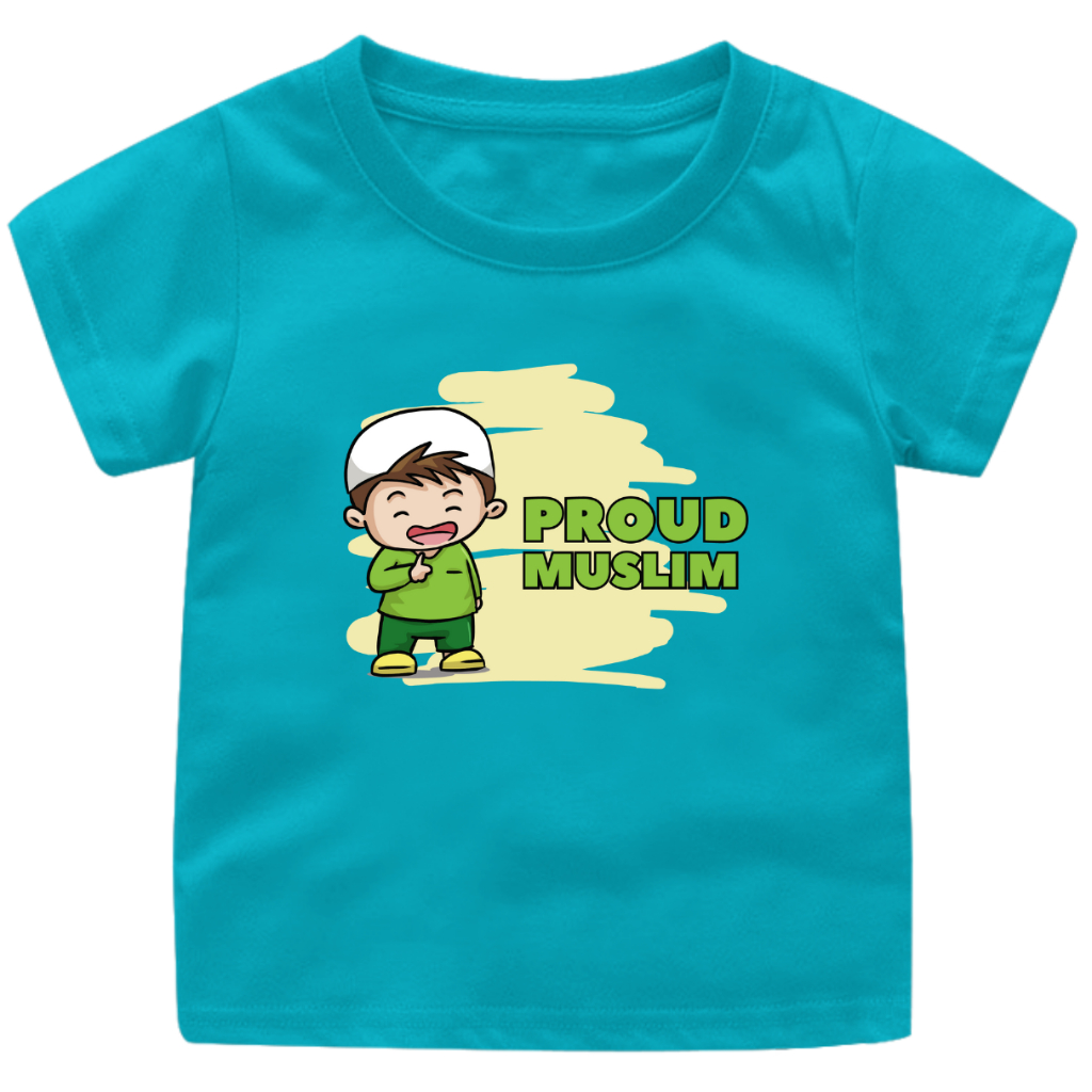 Aitana - Baju Kaos Muslim Lebaran Tema Proud Muslim Ready Bayi Anak Remaja Dewasa Bahan Katun Combed 30s