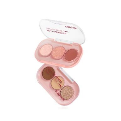 ^ KYRA ^ Pinkflash 3 Pan Eyeshadow Palette Giltter Fully Pigmented Easy To Blend PF-E23