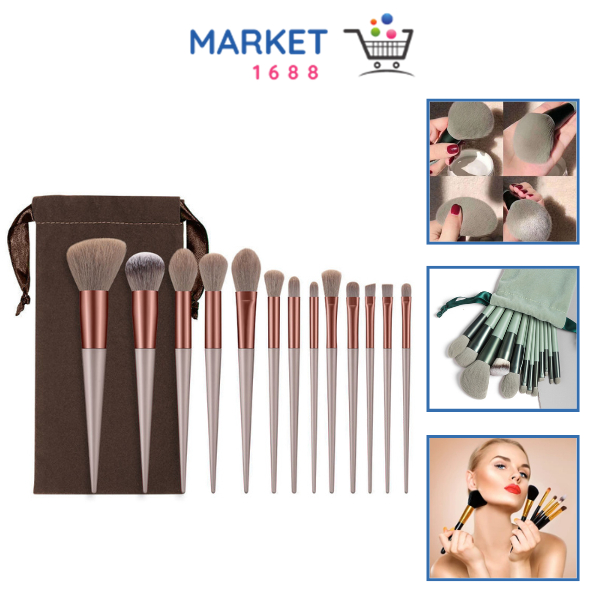 Market1688  13pcs Kuas Make Up Set Lengkap Pouch Lembut Set Kosmetic Brush Makeup Powder Eye Shadow 