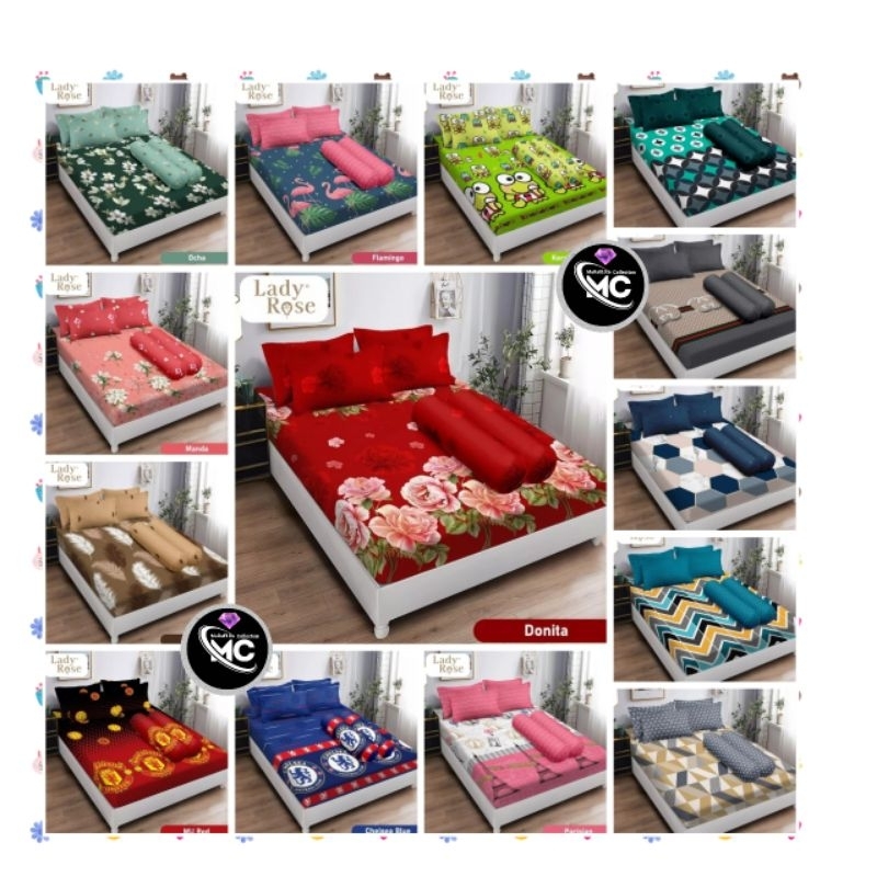 Sprei Lady Rose 180X200 King Tinggi 20 Cm Motif Kembang Karakter Minimalis