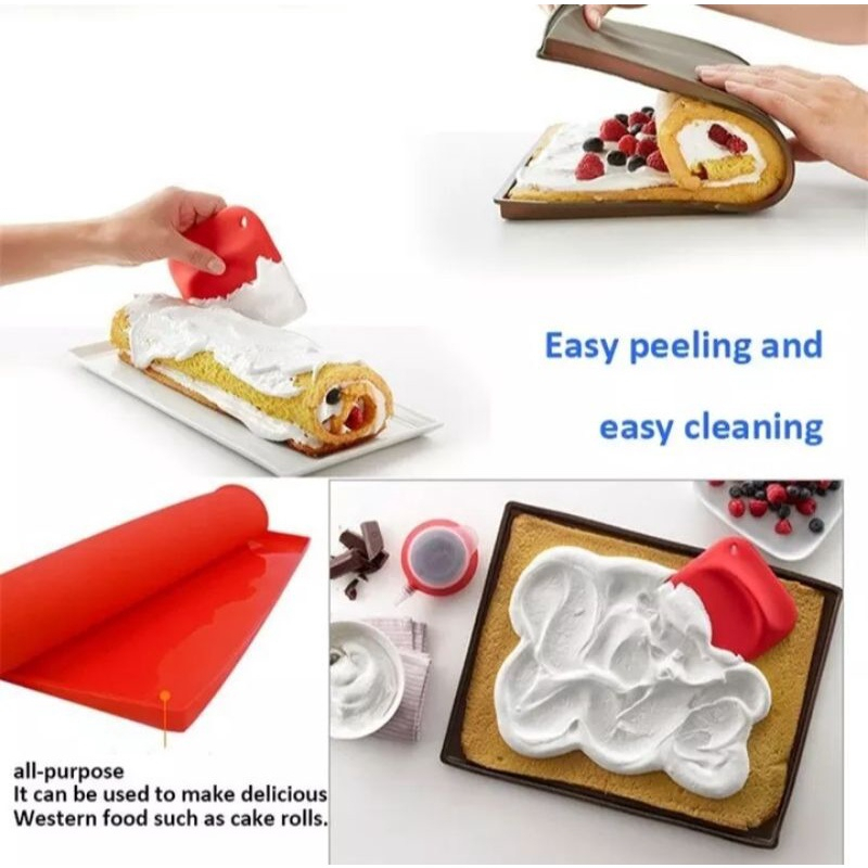 (CLASHOP)Loyang Bolu Gulung Anti Lengket Roller Swiss Roll Roller Baking Mat Non-stick Silicone Baking Pad Tools