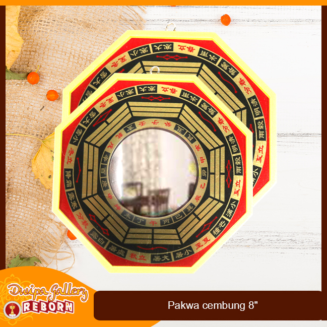 Kaca Cermin Fengshui Pat Kua Pakua / Ba Gua Segi Delapan Cembung 8&quot;