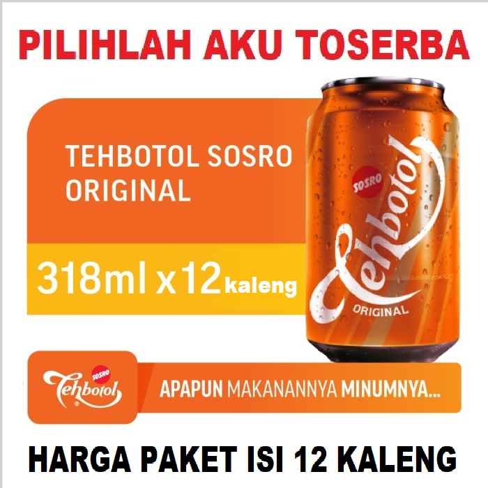 Teh Botol Sosro Original KALENG 318 ml - ( HARGA 12 KALENG )