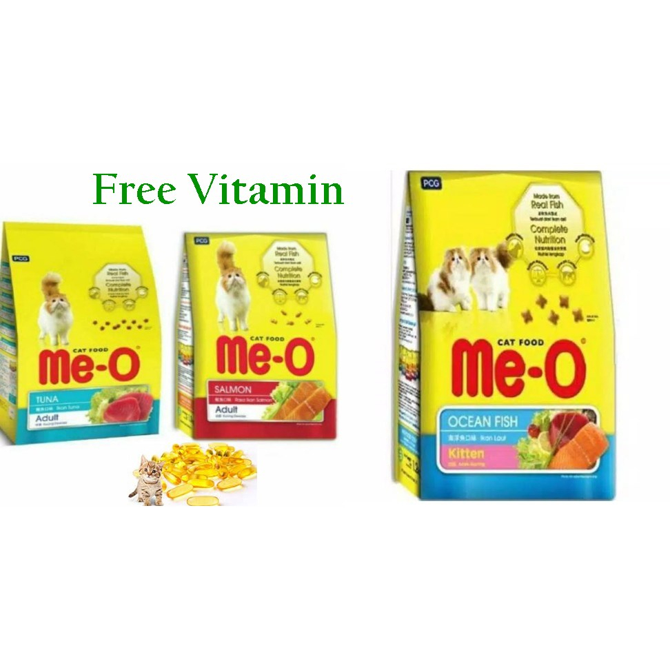 Makanan Kucing Meo 1kg FreeVitamin Premium Quality Dewasa Kitten Dry Food Pakan Kering Pelet