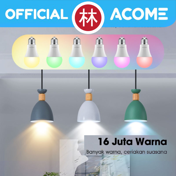 Acome AL01 Smart Light Bulbs RGB Lamp WIFI LED Lampu Bohlam with Apps