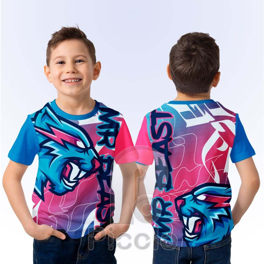 BAJU KAOS ATASAN ANAK FULL PRINTING MOTIF YOUTUBERS MR BEAST UNISEX