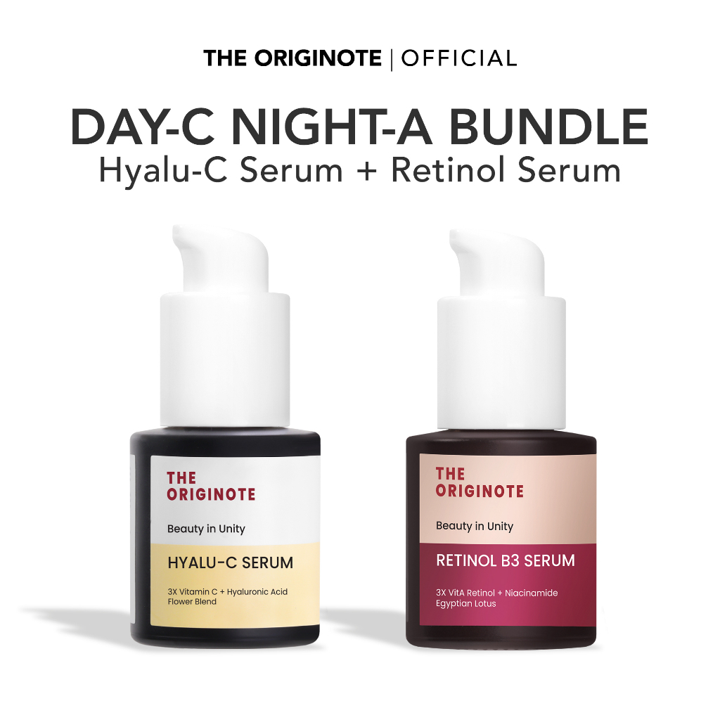 The Originote Day-C Night-A Bundle 2pcs - Hyalu-C Serum dan Retinol Serum