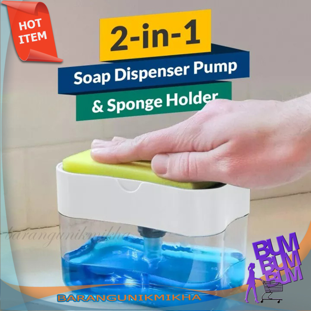 Dispenser Spons Cuci Piring Pump Holder Pencet Pompa Sabun Otomatis - BUM