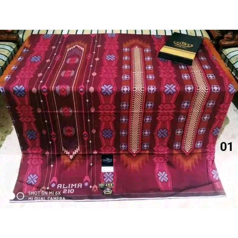 SARUNG ALIMA 210 TIPE JSE RAYON PRINT SONGKET READY STOK.