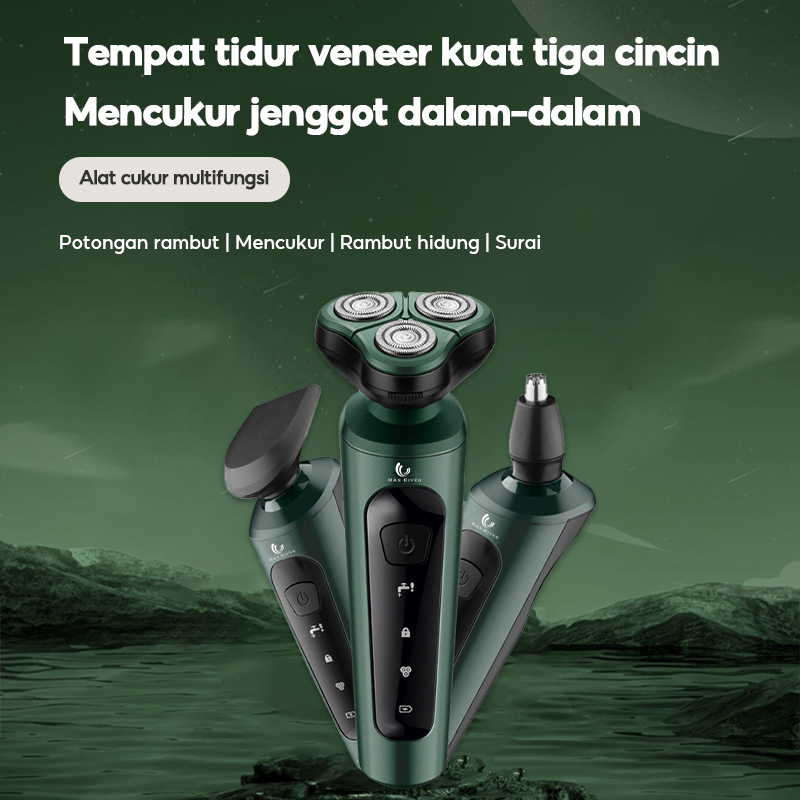 Alat Cukur Mengambang Tiga Dimensi 3D Alat Cukur Jenggot Alat Cukur Kumis Cukur Kumis Listrik Portable 3 in 1 Shaver