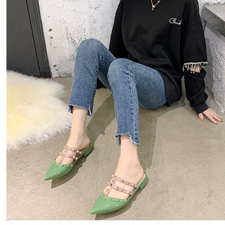GLORYKIDZ SD2222 Sepatu Sendal Dewasa Valentino Fashion Duri Karet Import Bahan Lentur Flatshoes Rockstud Sepatu Wanita Flat Size 36-40