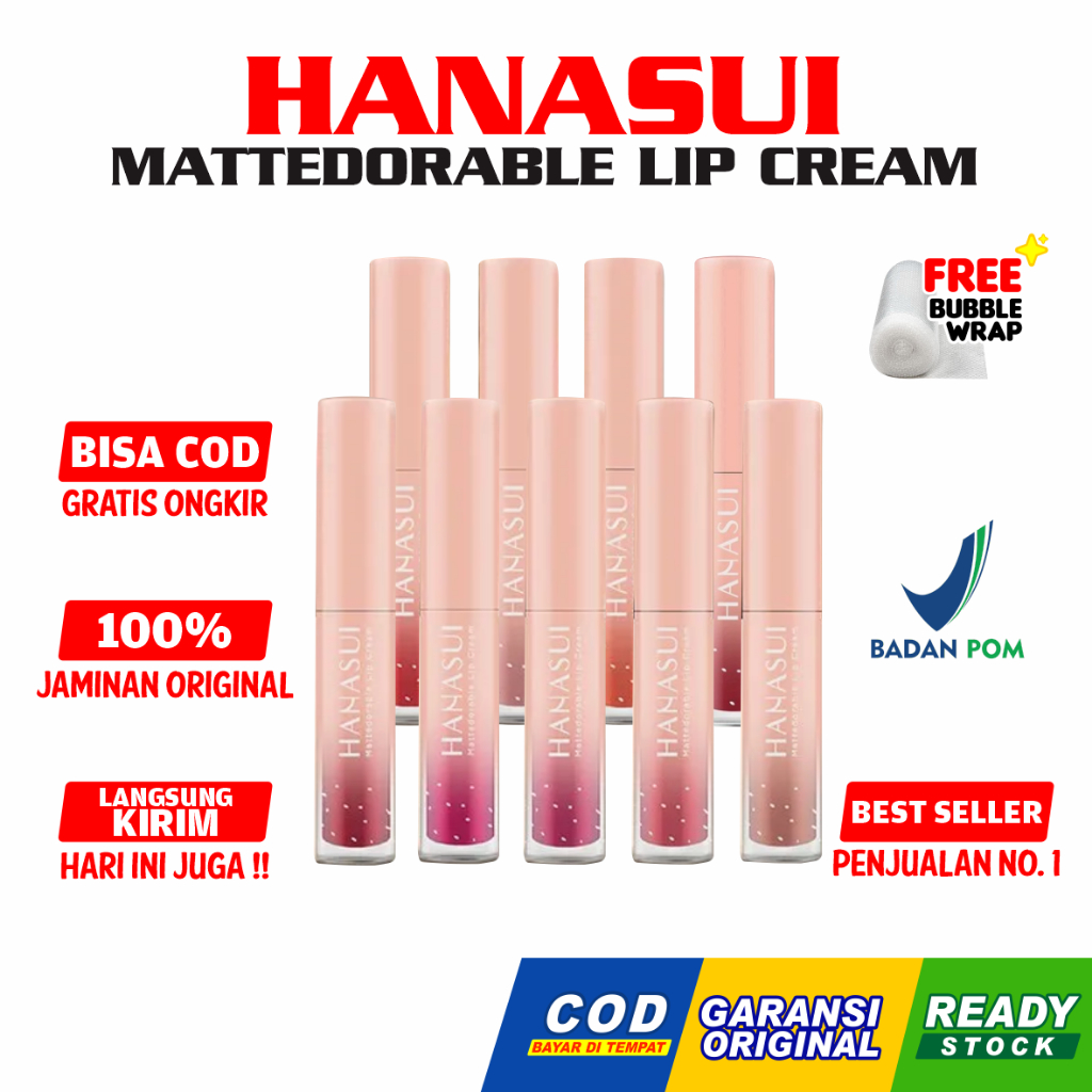 Hanasui Mattedorable Lip Cream | Velvet Matte Finish | Tahan Lama 12 Jam