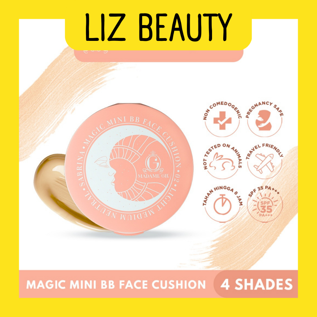 LIZBEAUTY -  Madame Gie Magic Mini BB Face Cushion - SPF 35 PA++ Dewy Finish Foundation Tidak Menyumbat Pori-Pori