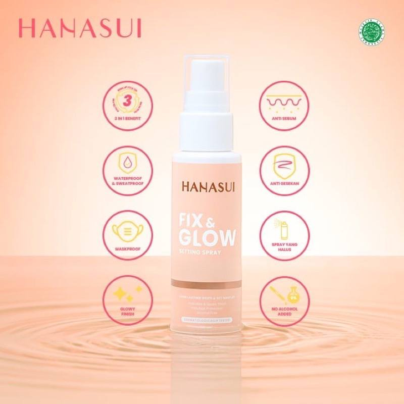 [MS] HANASUI SETTING SPRAY FIX AND GLOW BPOM 60ML  FACEMIST