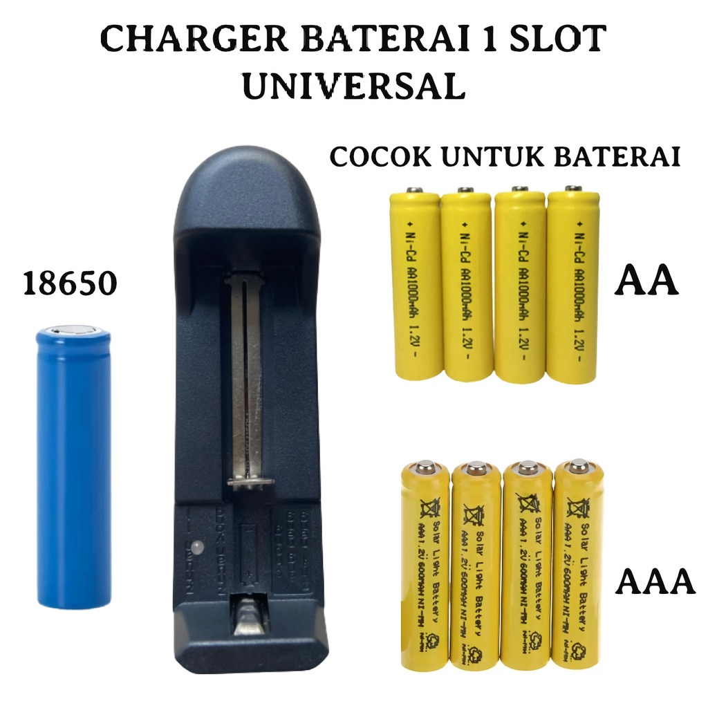 Universal Baterai Charger` AA / AAA / 18650` 1 Slot Battery` Recharger Batre Cas A2 / A3 / Vape