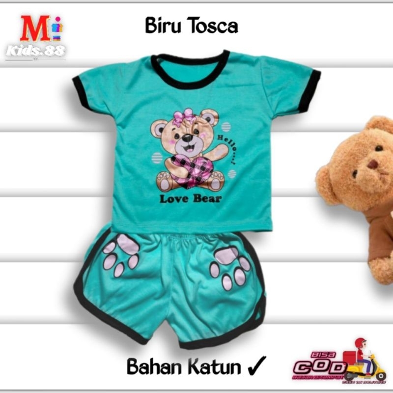 Setelan Playset Cupa Cup Baju Anak LOVE BEAR/Set Anak Balita/Setelan Anak Unisex Buat Usia 0-4 tahun