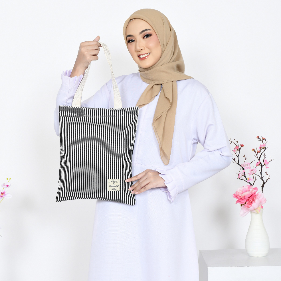 Tas Wanita Tote Bag Aesthetic resleting totebag kuliah cewek kekinian bahan kanvas polos dan Canvas motif bisa custom sablon untuk gift souvenir pernikahan seminar dll