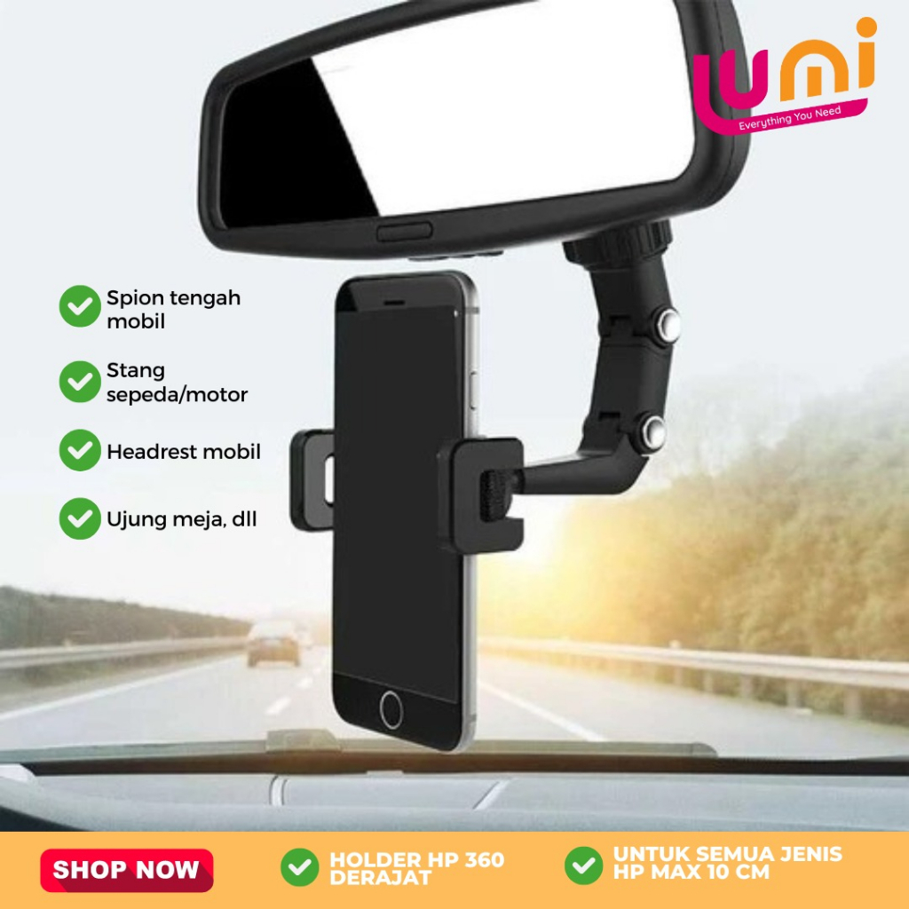 Car Phone Holder HP Jepit Spion Tengah Mobil Universal Handphone Stand Mobil Meja GPS 360 Phone 619 adjustable