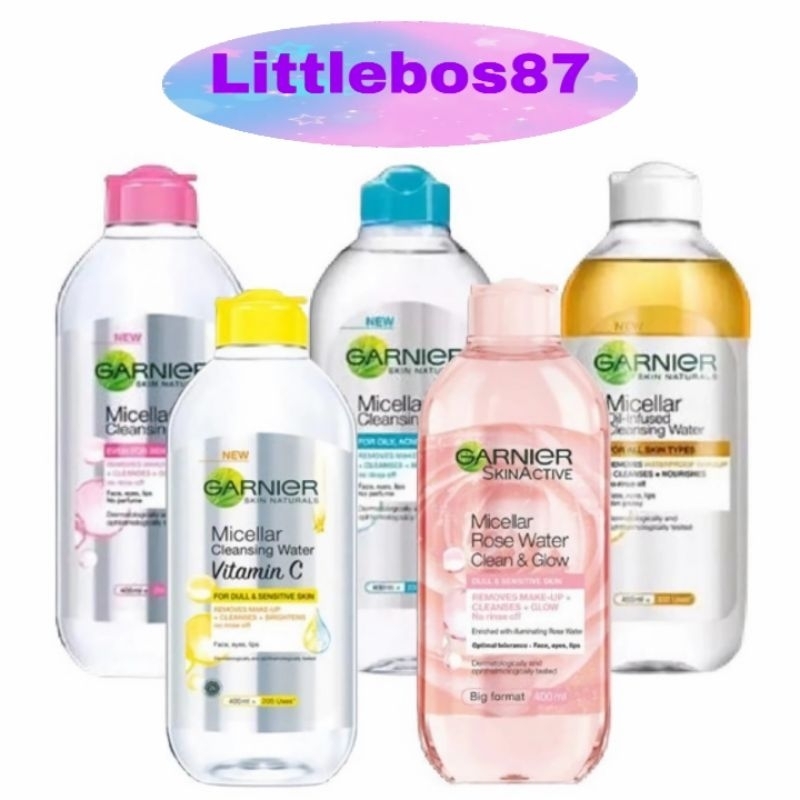 [TERMURAH!!] Garnier Micellar Water 400ml / Pink Biru Kuning Biphase Oil 400 ml Pembersih Make Up Waterproof