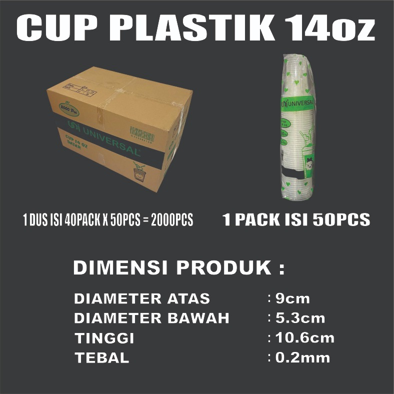 Gelas Plastik Bening Rata Uk 10oz 12oz 14oz 16oz Per Dus Cup Kopi Pop ice Rata Oval SBY