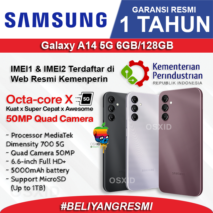 SAMSUNG Galaxy A14 5G / 4G LTE - 6/128GB - Garansi RESMI