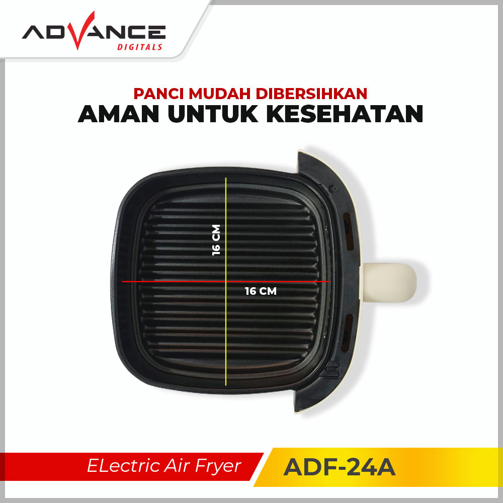 【FREE CLIP】Advance Electric Air Fryer 2.4L ADF-24A Mesin Penggoreng Tanpa Minyak Low Watt Garansi Resmi Advance 1 Tahun