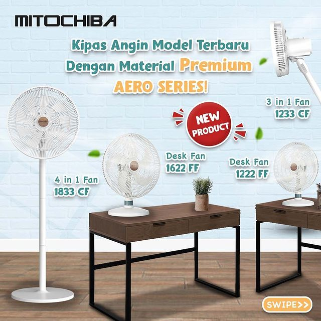 MITOCHIBA Desk Fan / Kipas Angin Meja - Aero 1622FF / 1622 FF