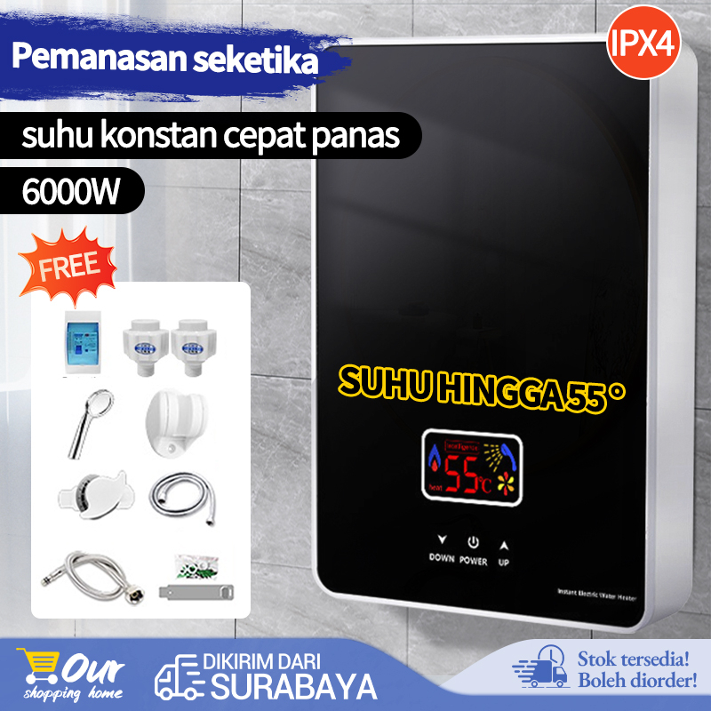 Pemanas air kamar mandiPemanas air listrikinstan yang dipasang di dinding, pancuranpanas cepat, kamar mandi, bak mandi, salonrambut, hemat daya, suhu konstan