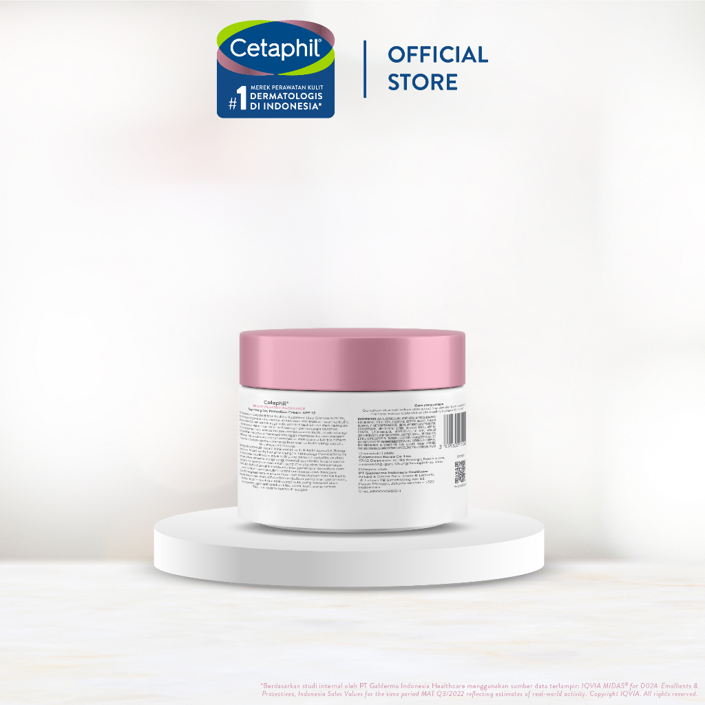 Cetaphil Bright Healthy Radiance Day Protection Cream SPF15 50g dengan Glycerin, White Sea Daffodil dan Niacinamide Pelembap Wajah untuk Mencerahkan dan Melindungi Kulit dari Sinar Matahari untuk Kulit Sensitif