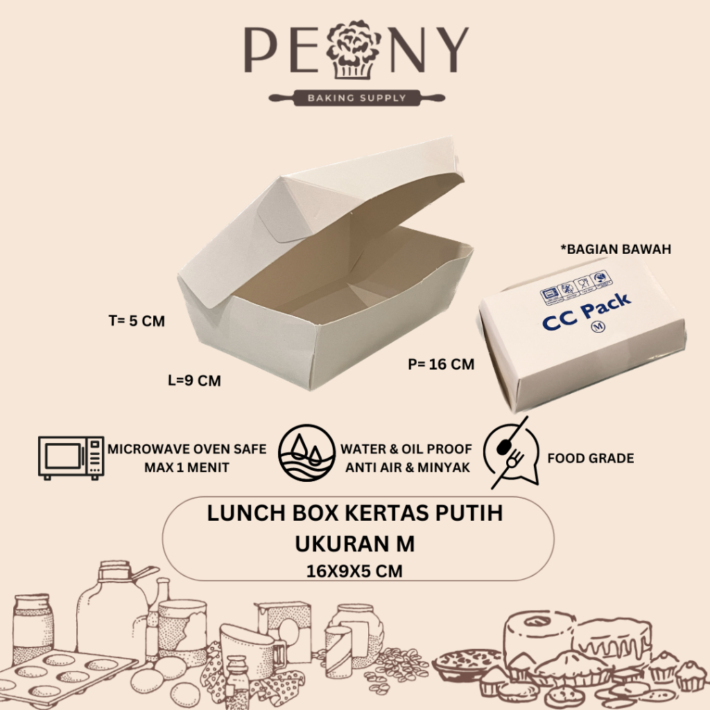 BOX KOTAK MAKANAN| LUNCH BOX PUTIH | KOTAK NASI| MICROWAVE SAFE, ANTI MINYAK DAN AIR