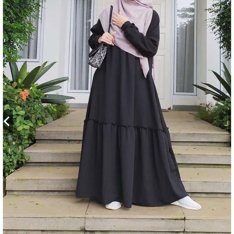 GAMIS MAXI POLOS HITAM/ GAMIS POLOS/ GAMIS SYAKILLA/ GAMIS SYAR'I/ BAJU WANITA SYAR'I POLOS/ GAMIS M